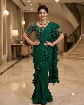 Forest Green Drape Saree
