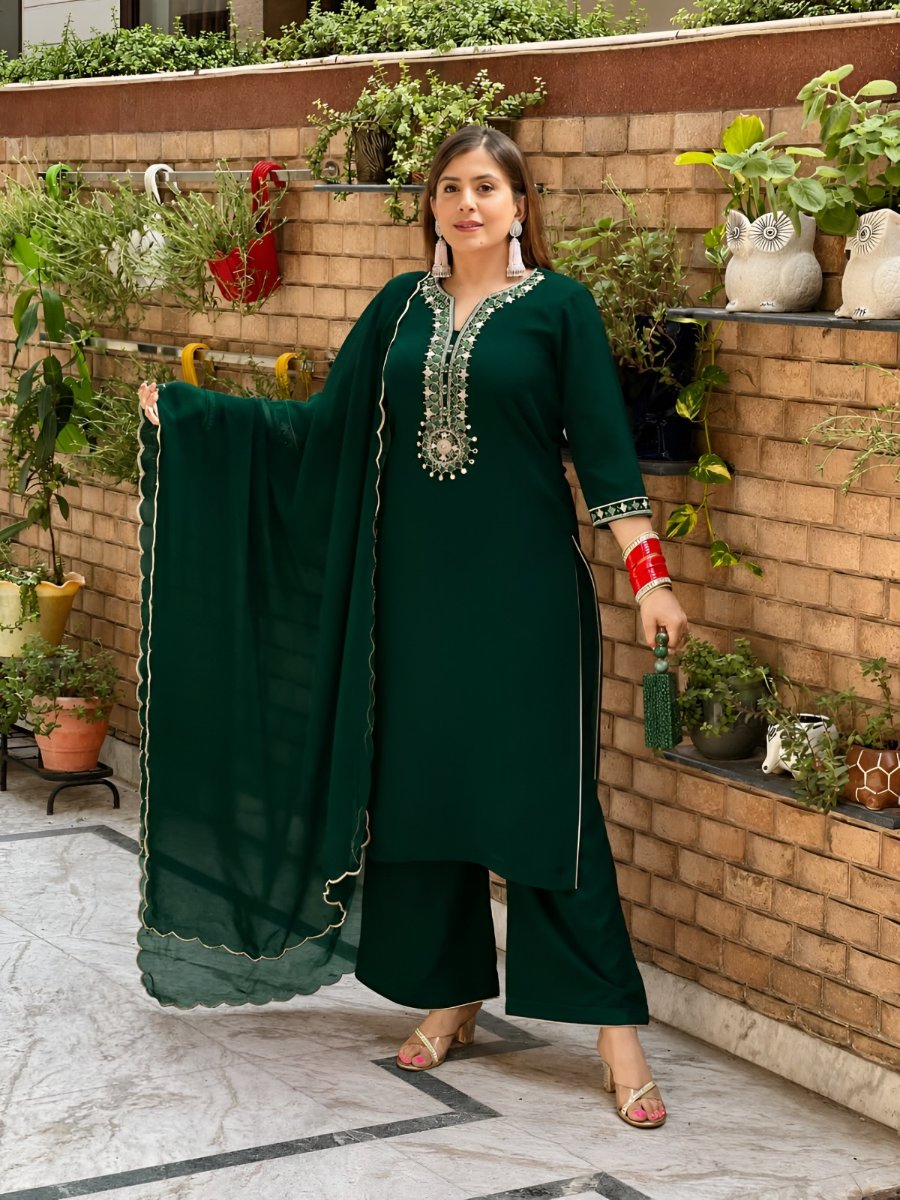 Green Embroidered Suit