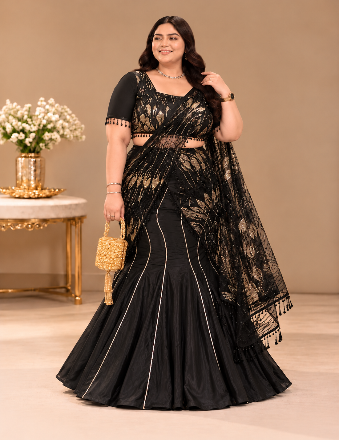 Midnight Starlight Black Saree