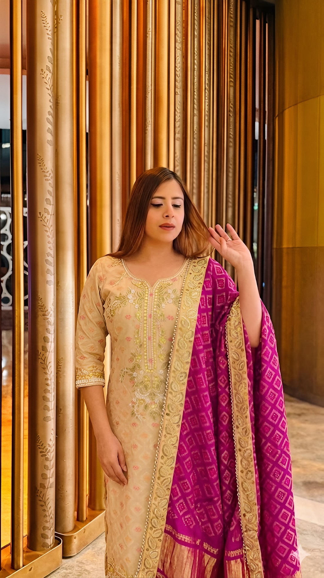 Violet Silk Sharara Suit