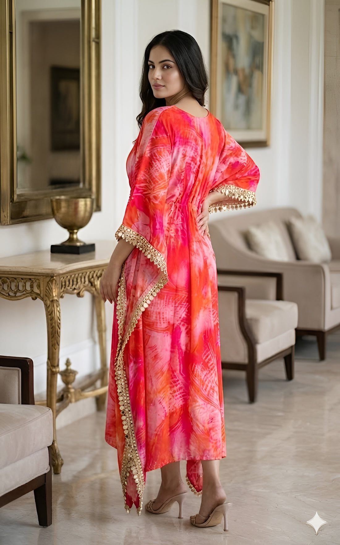 Pink Faux Mirror Kaftaan