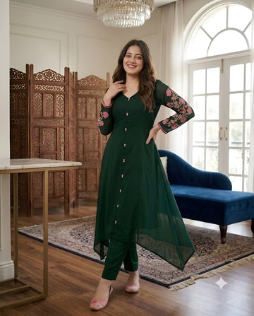 Green Embroidered Suit