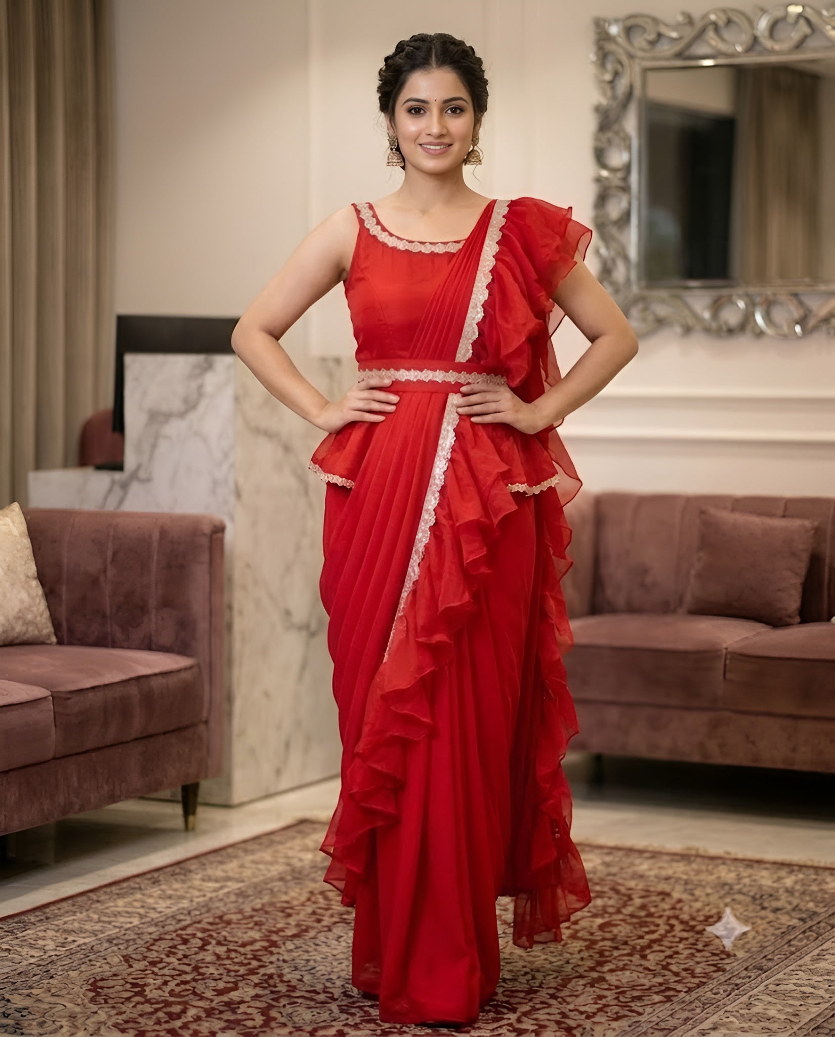 Red Saree Gown