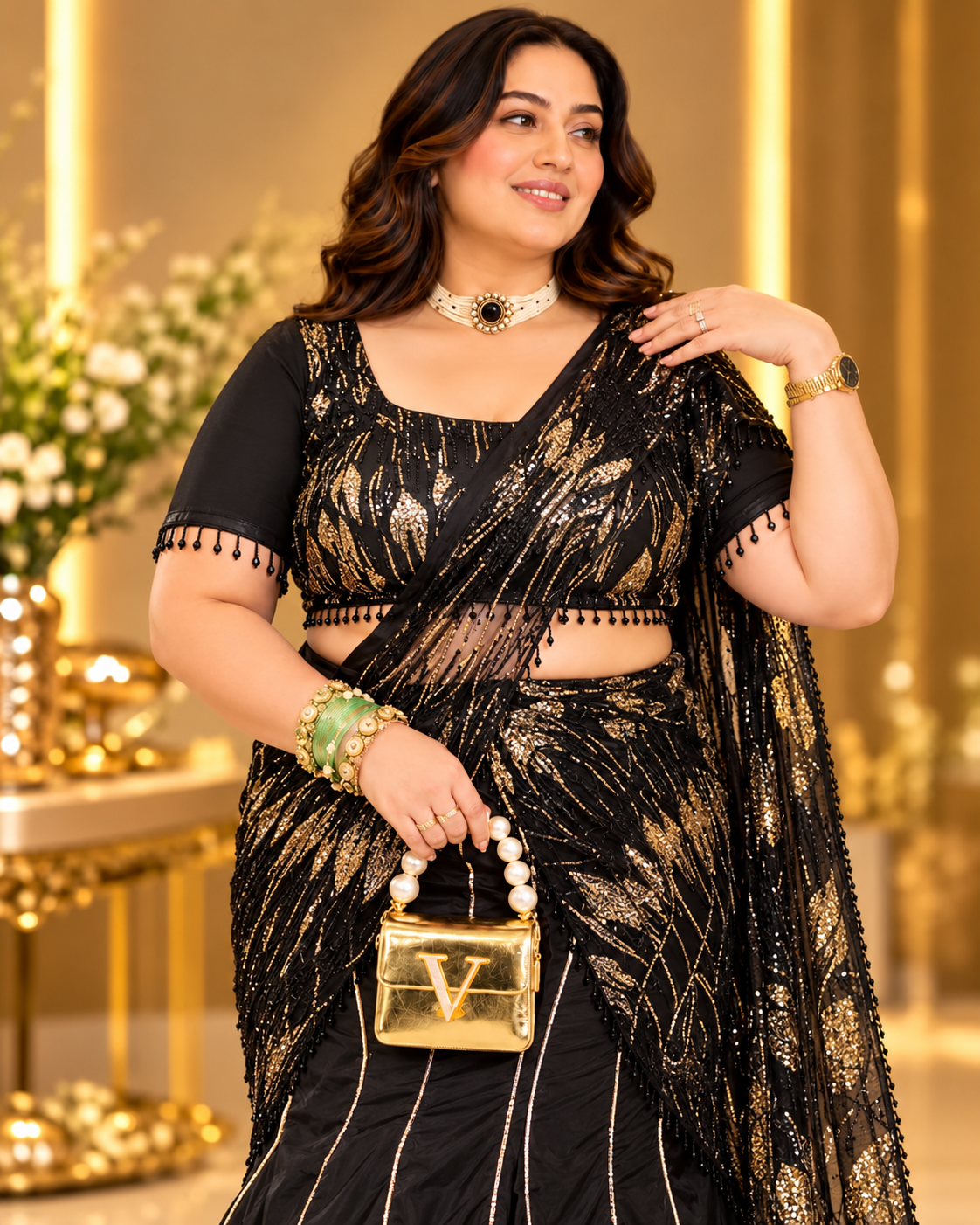 Midnight Starlight Black Saree