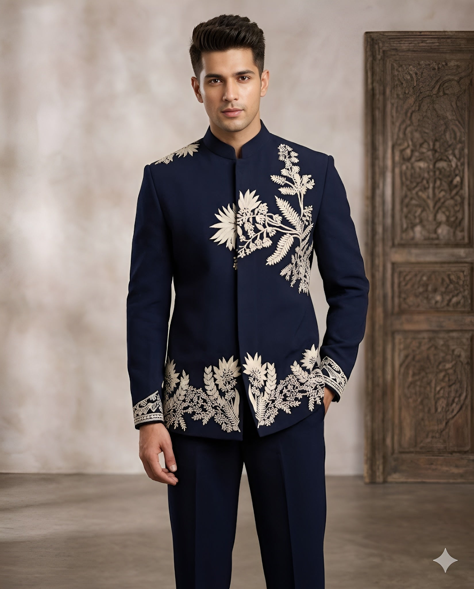 Hand Embroidered Bandhgala Suit