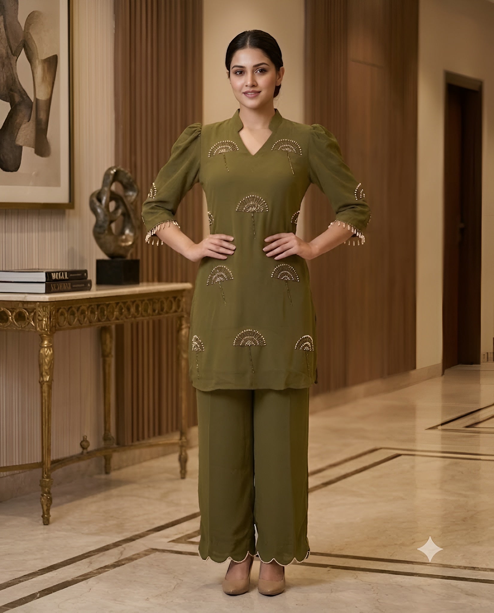 Mehendi Green Daffodil Co-ord