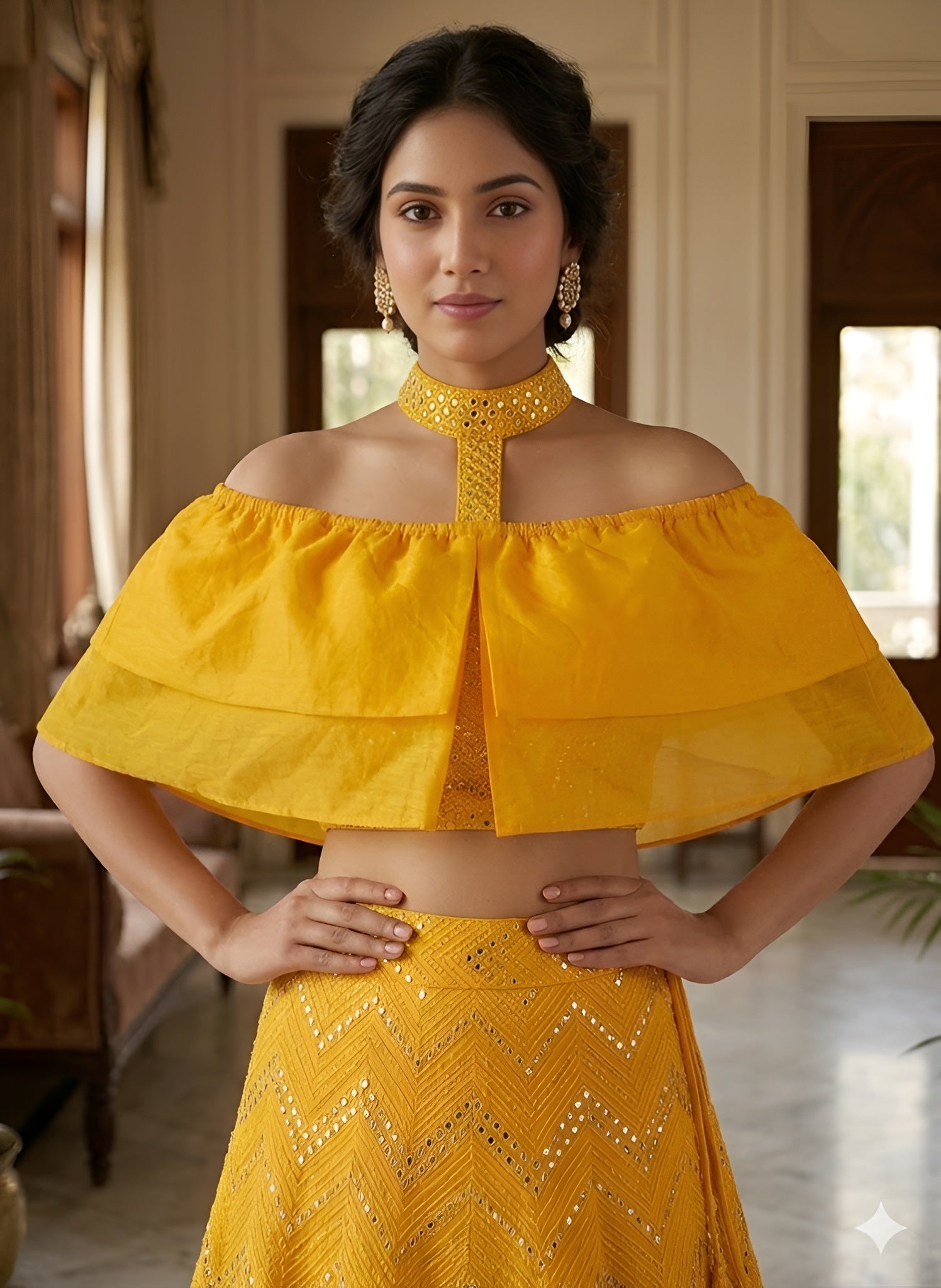 Yellow Georgette Lehenga Set