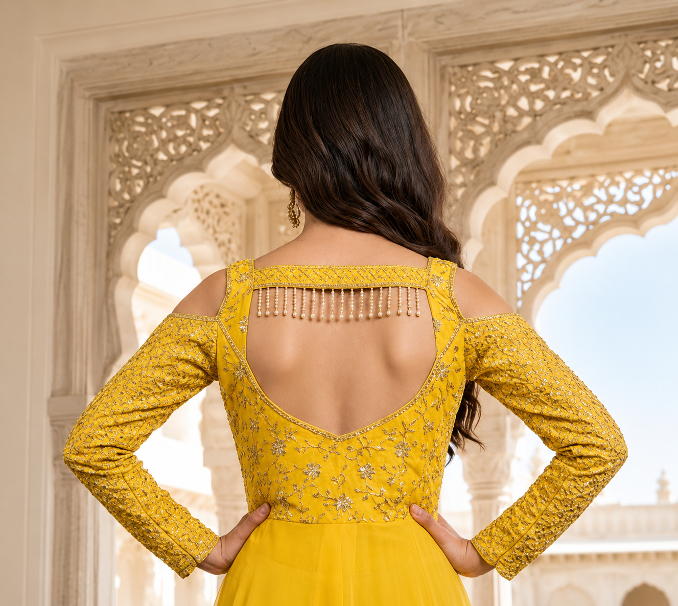 MBM Yellow Karva Chauth Anarkali
