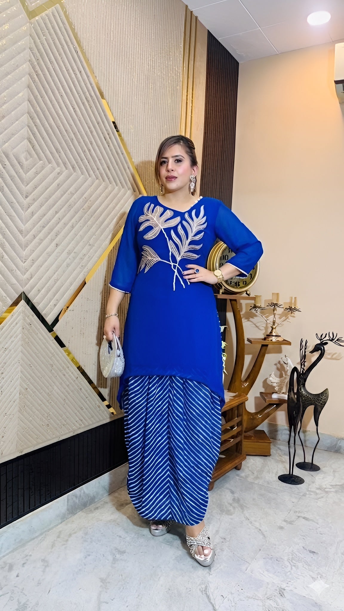 Royal Blue Suit with Dhoti