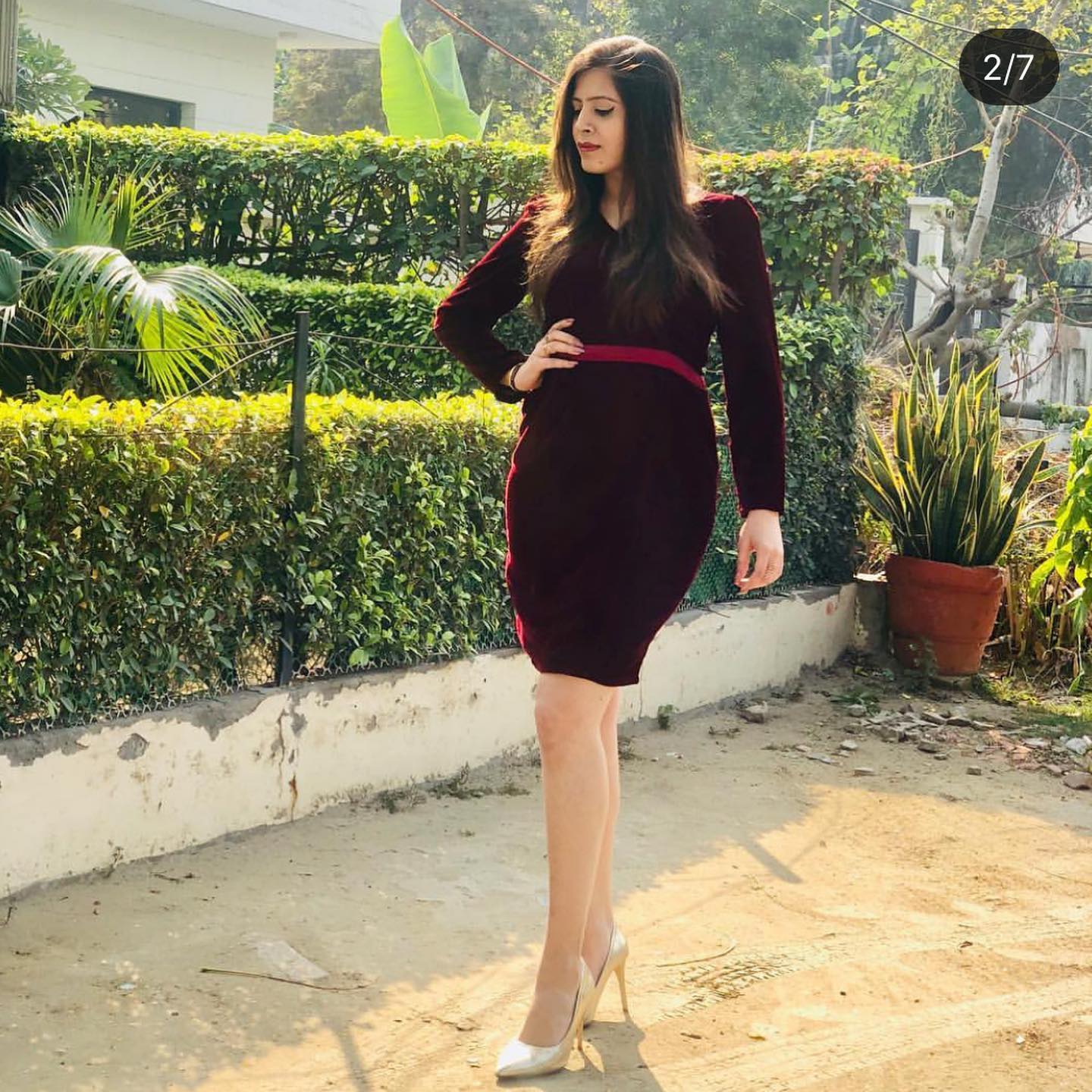 Wine Velvet Dress