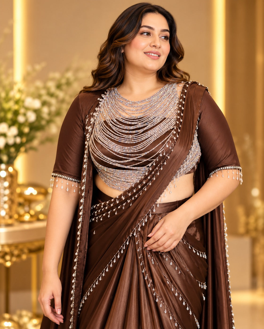 Cocoa Cascade Embellished Saree