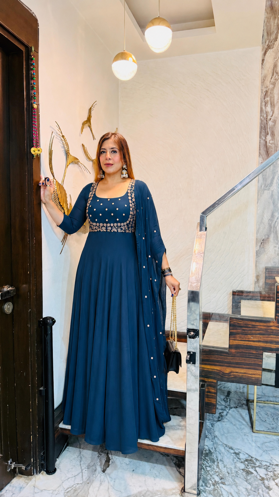 Teal Symphony Anarkali | Lakhina Couture - Look 3