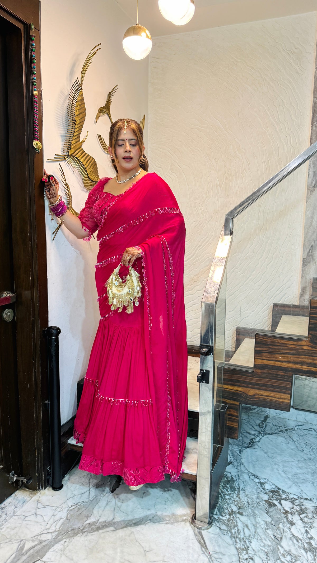 Chand Mera Pink Saree