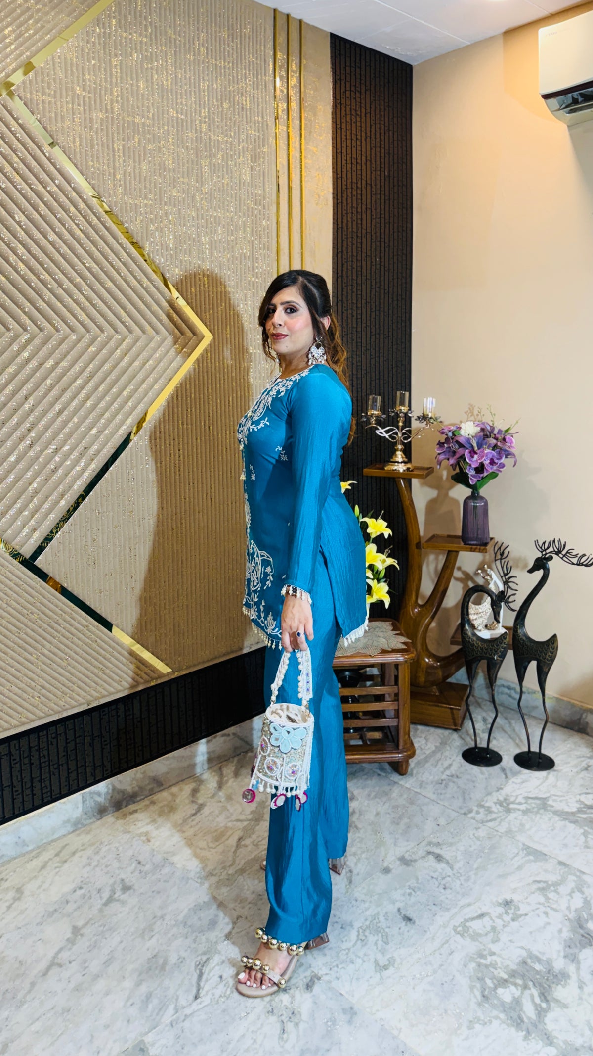 Turquoise Teen Patti Co-Ord