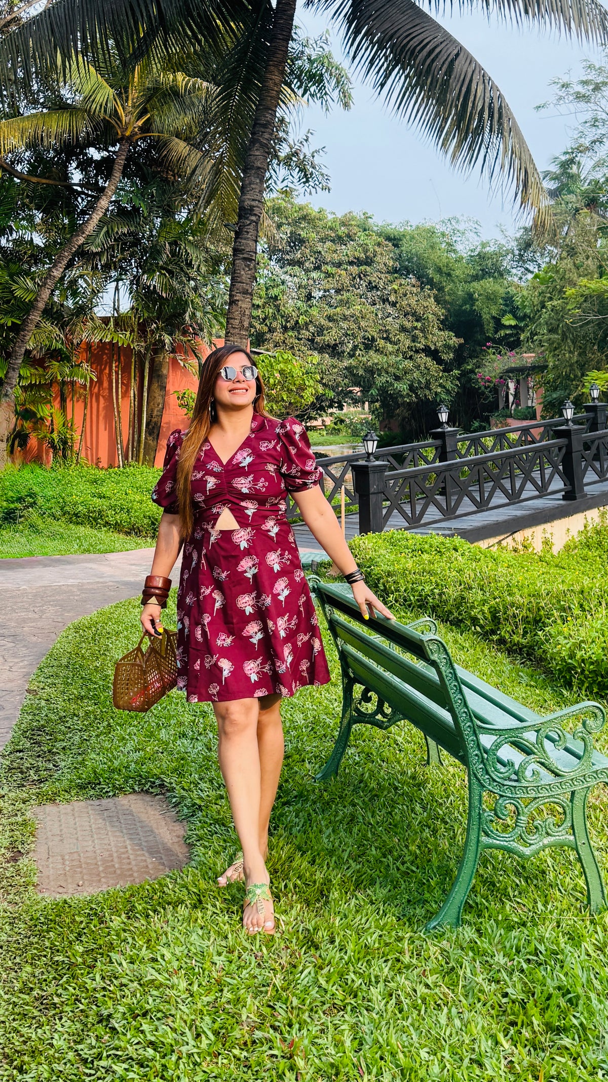 Wine Cute Cut Dress