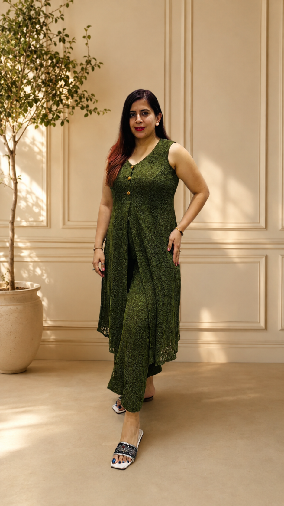 Olive Green Chantilly Co-Ord