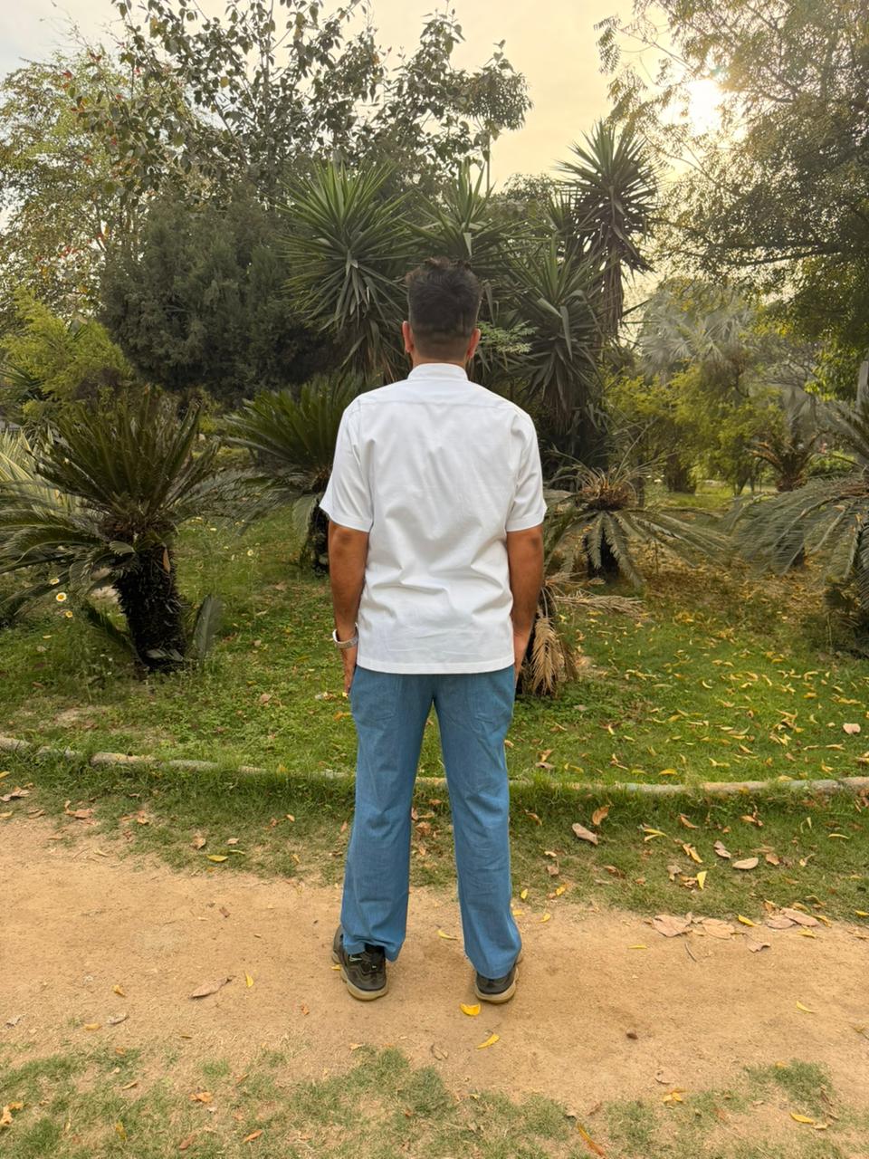 Men’s White Botanical Embroidered Shirt
