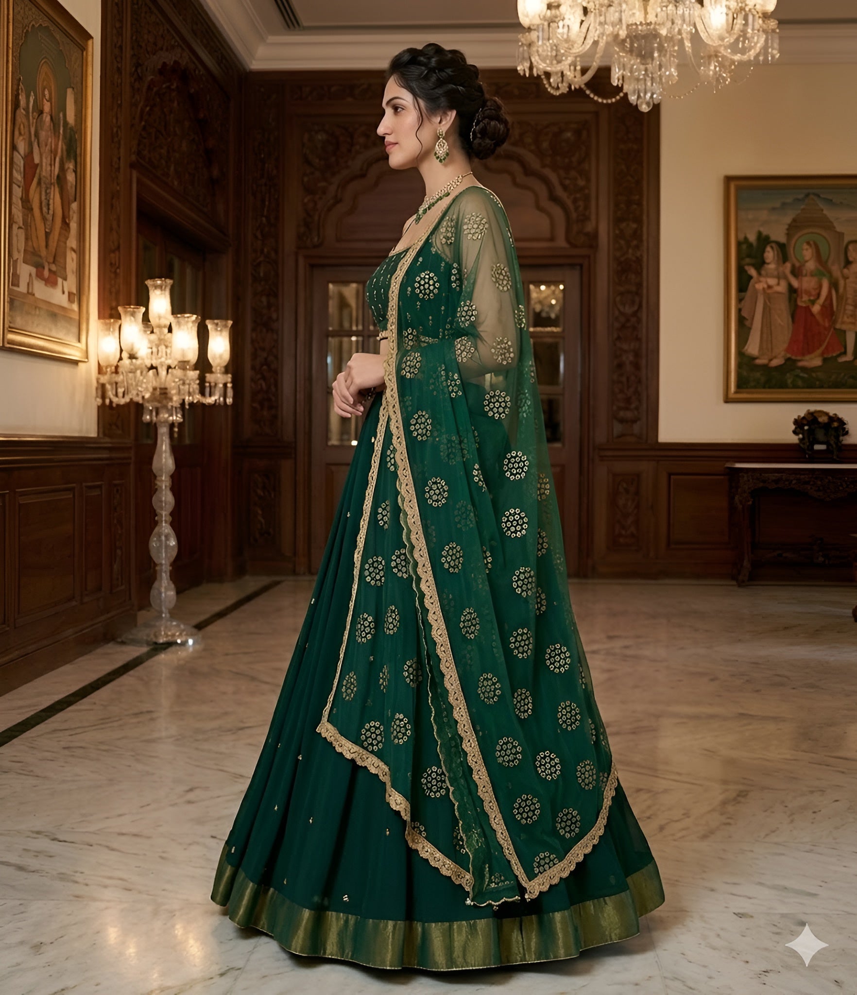Bottle Green Stunning Lehenga