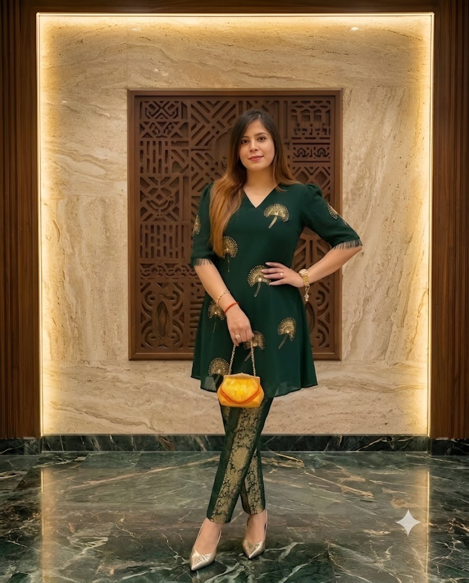 Green Embroidered Suit