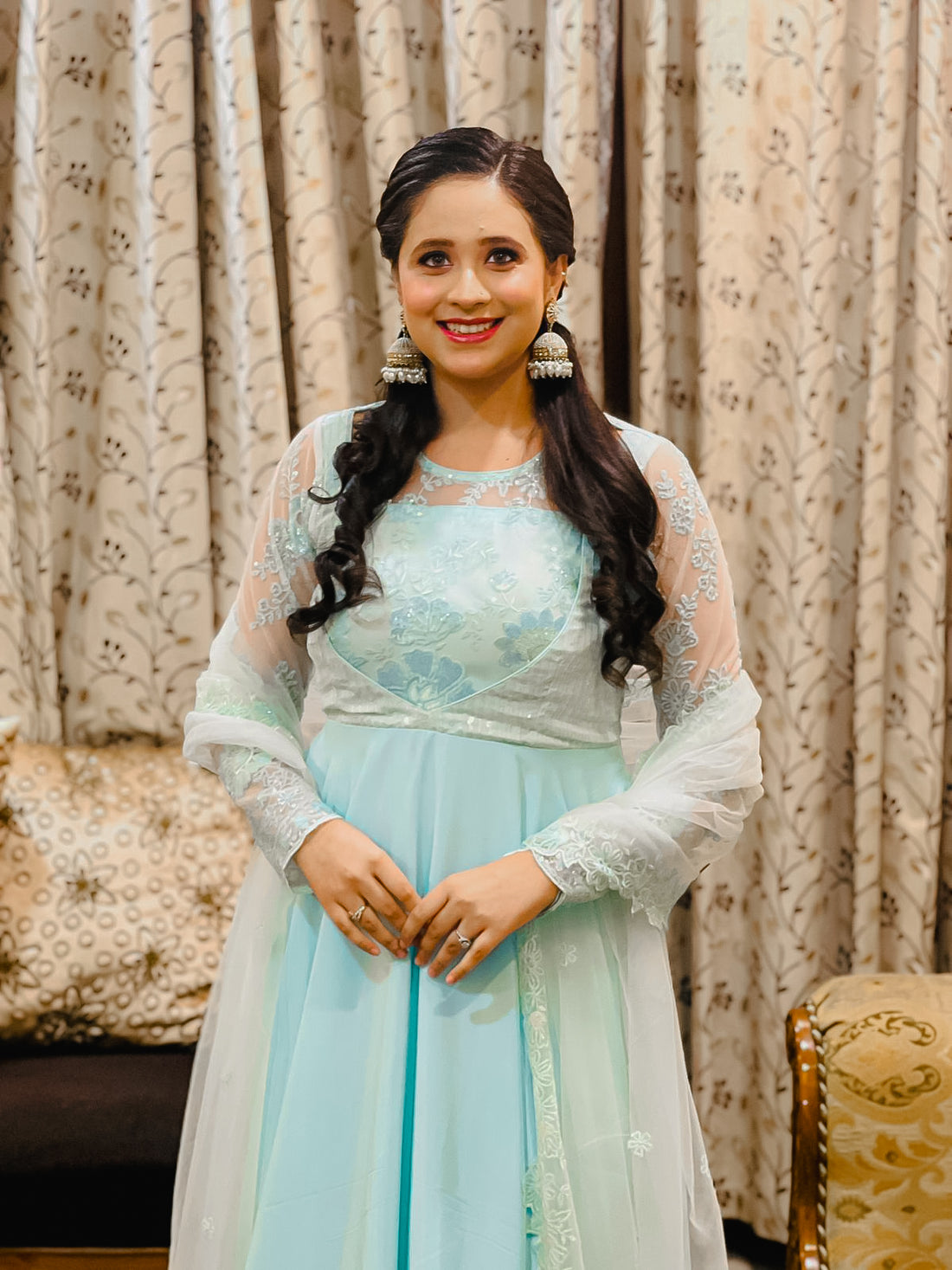 Sky Blue Sequin Anarkali