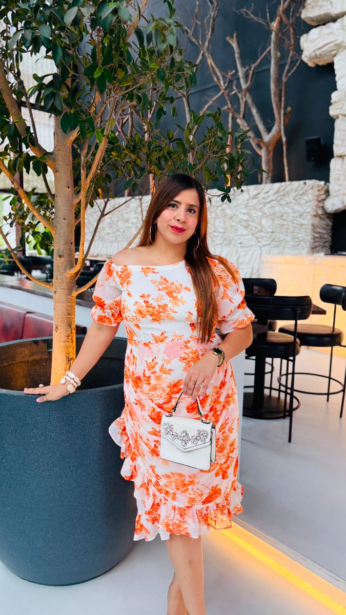 Orange Capsule Midi Dress