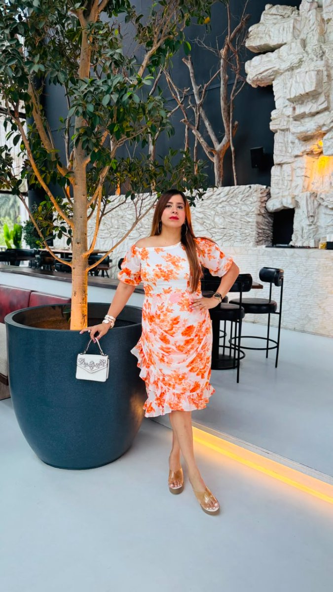 Orange Capsule Midi Dress