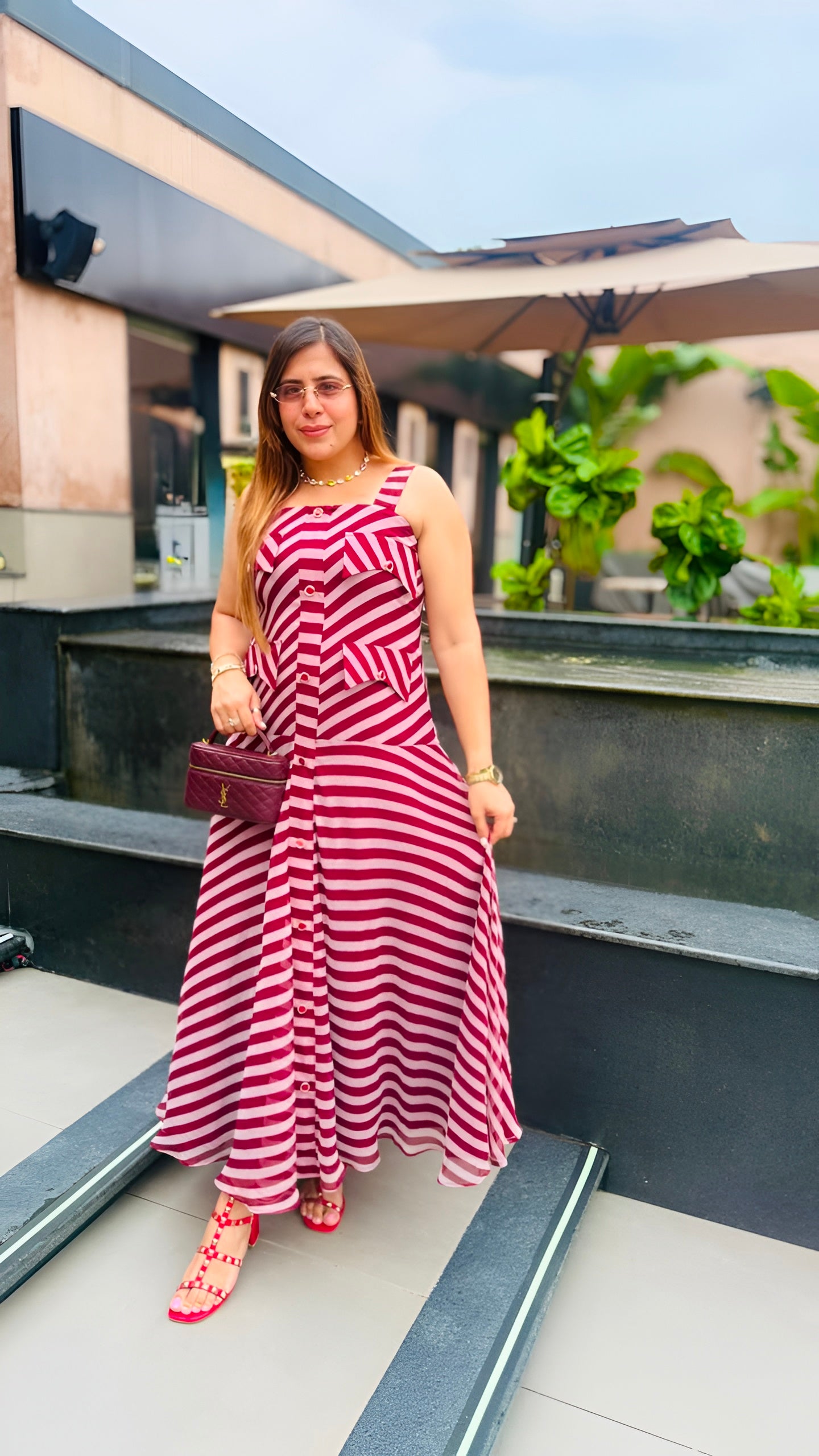 Maroon Stripes Maxi
