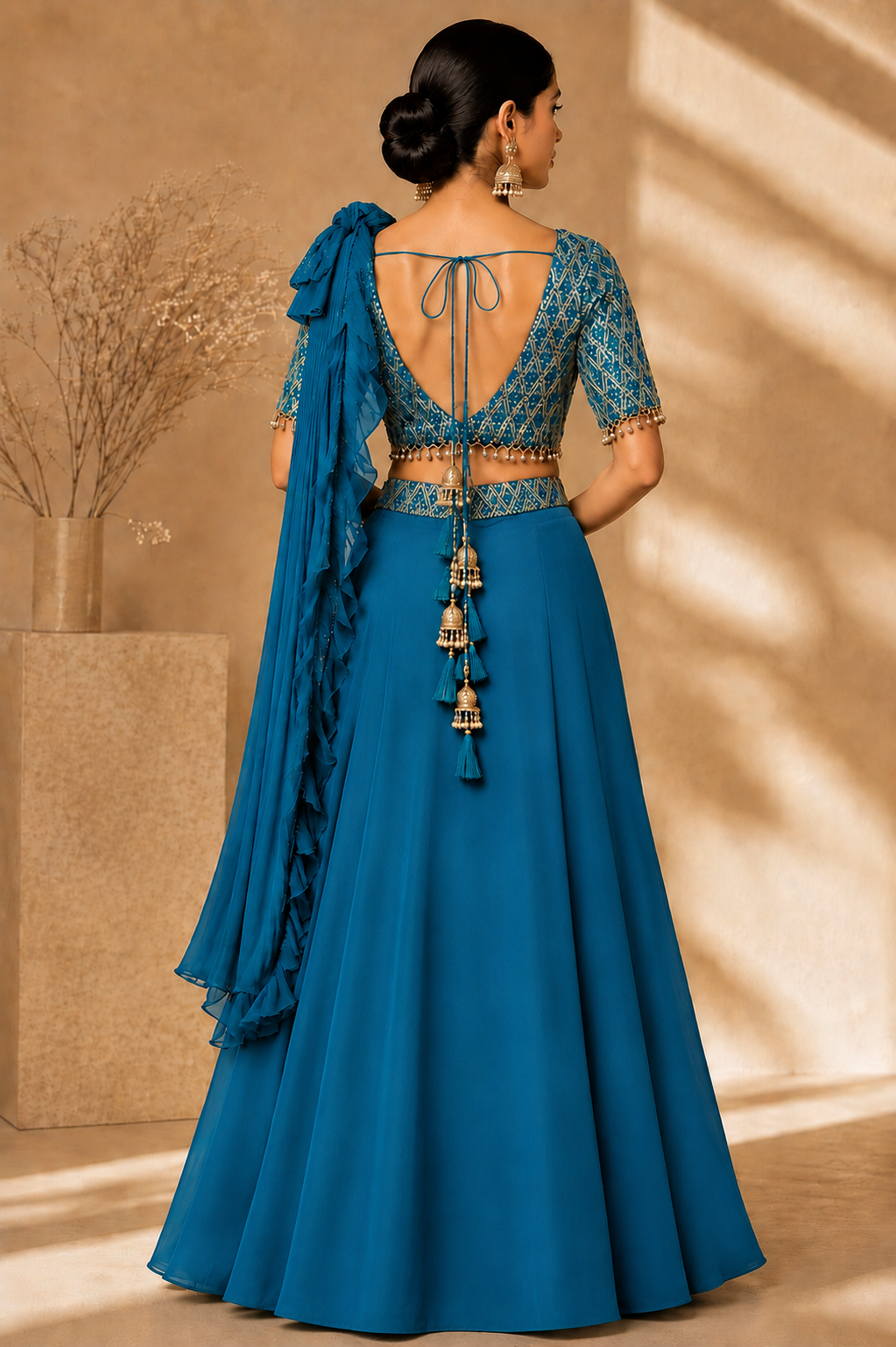 Teal Glam Embellished Lehenga Set