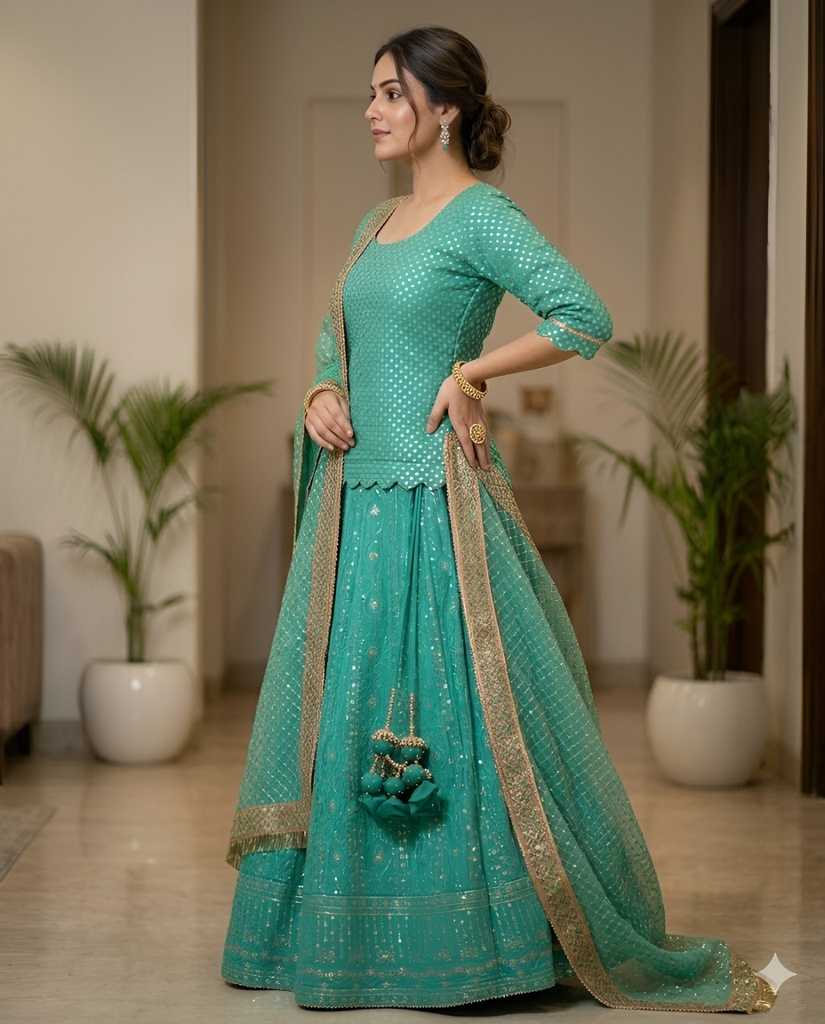 Teal Green Lehenga