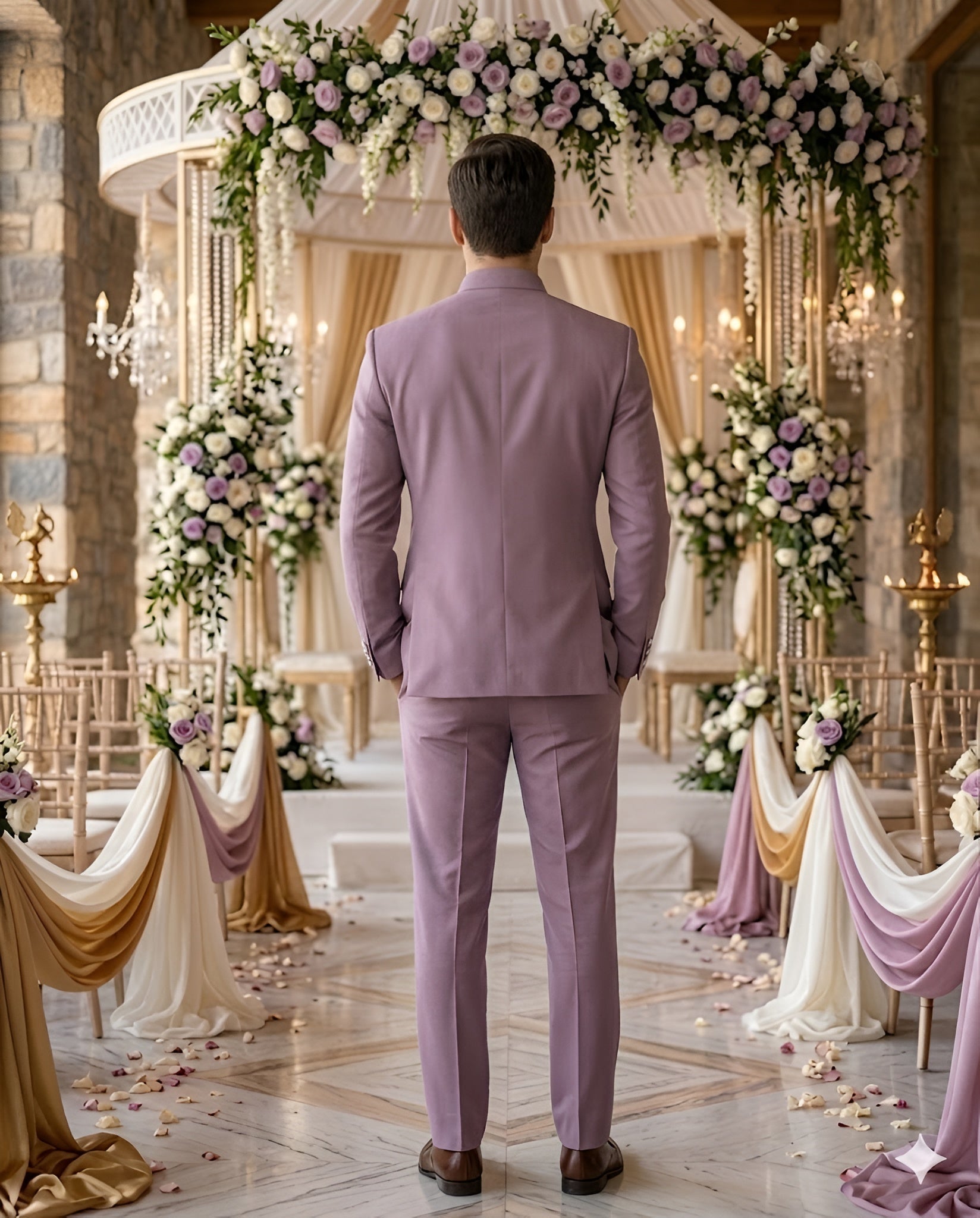 Mauve Bandhgala Suit Set for Men