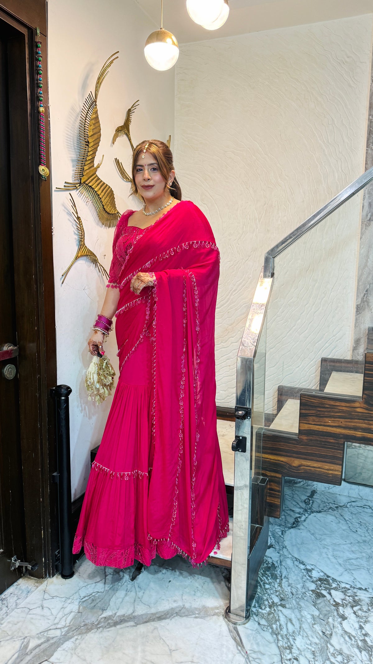 Chand Mera Pink Saree