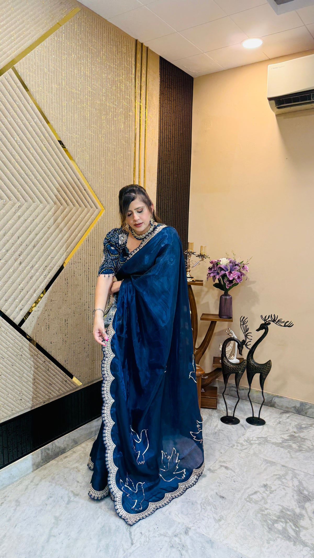 Mafia Blue Organza Saree