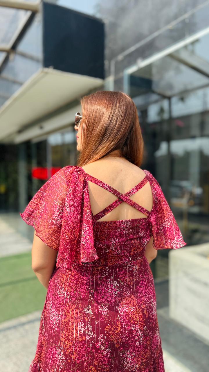Wine Yard Midi Dress