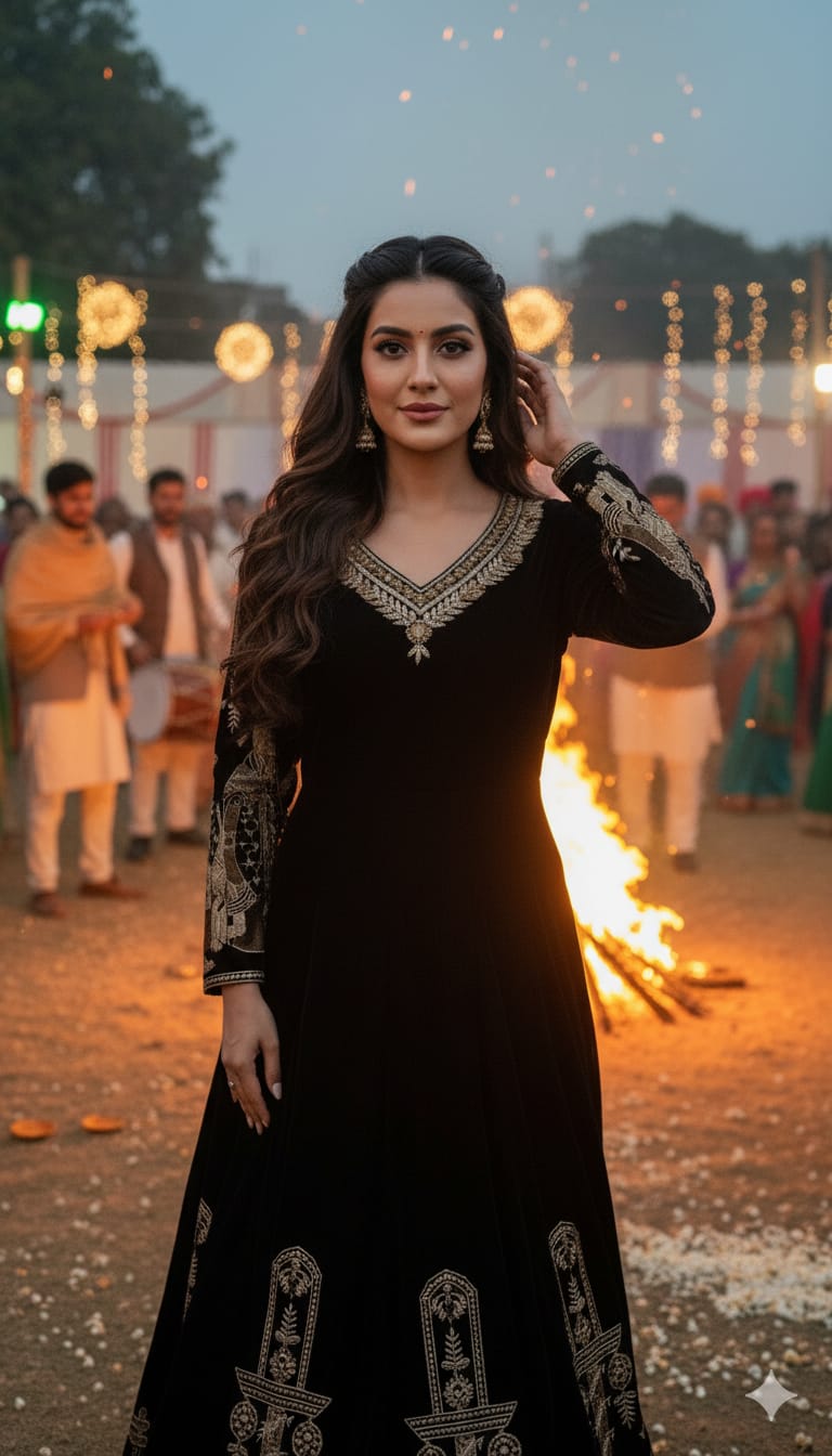 Black Velvet Anarkali Gown