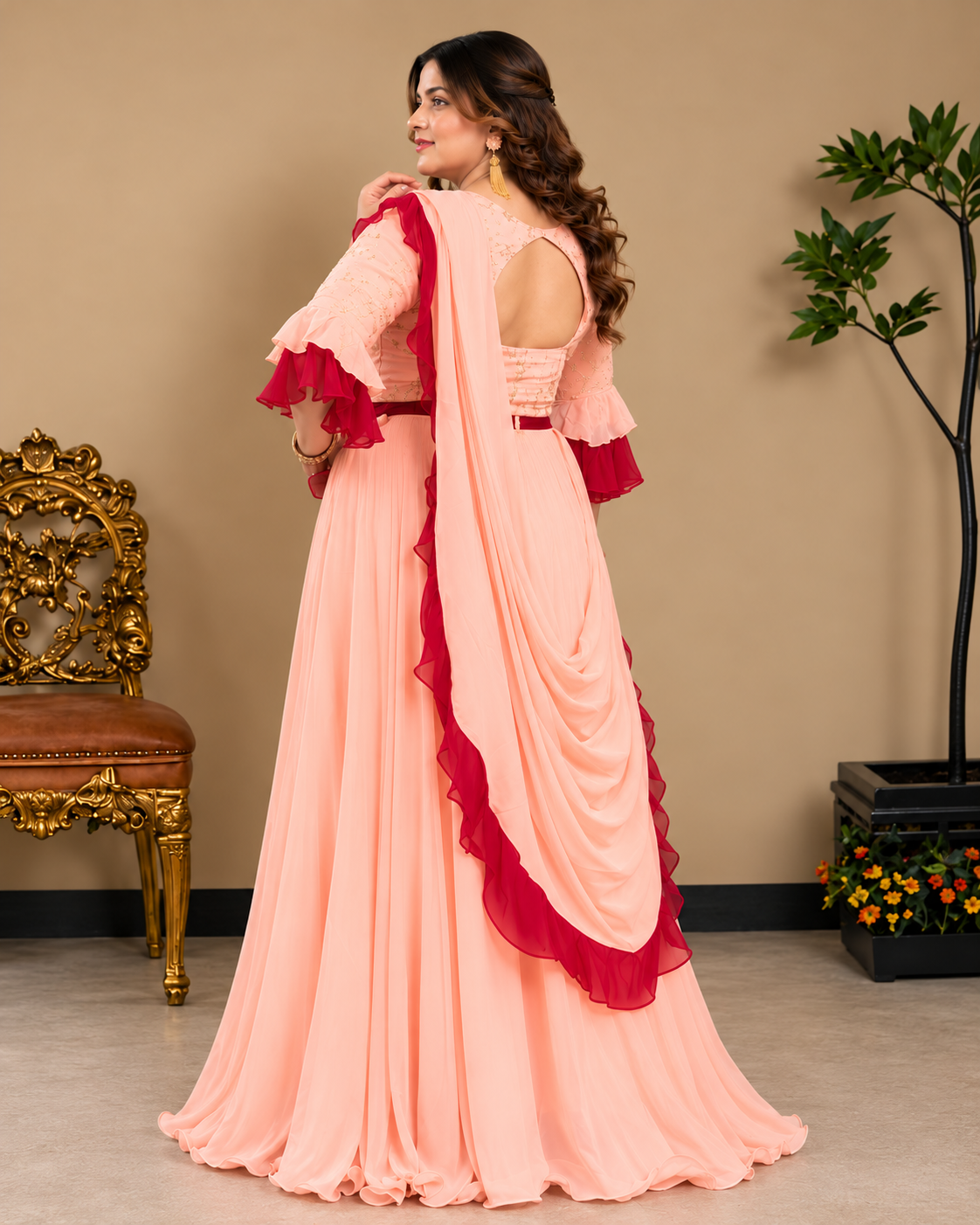 Blush Reverie Contrast Anarkali Gown