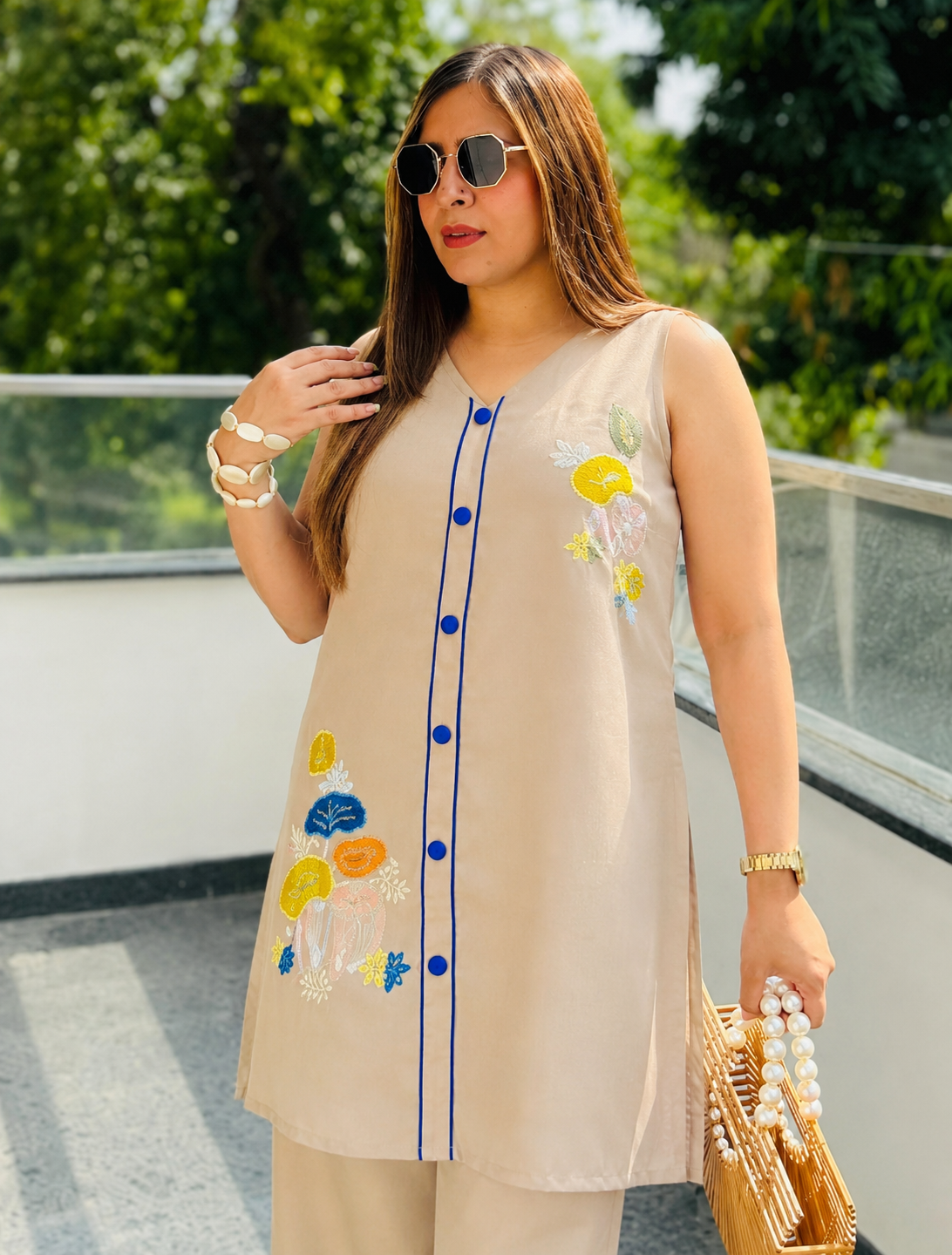 Desert Brown Embroidered Co-Ord