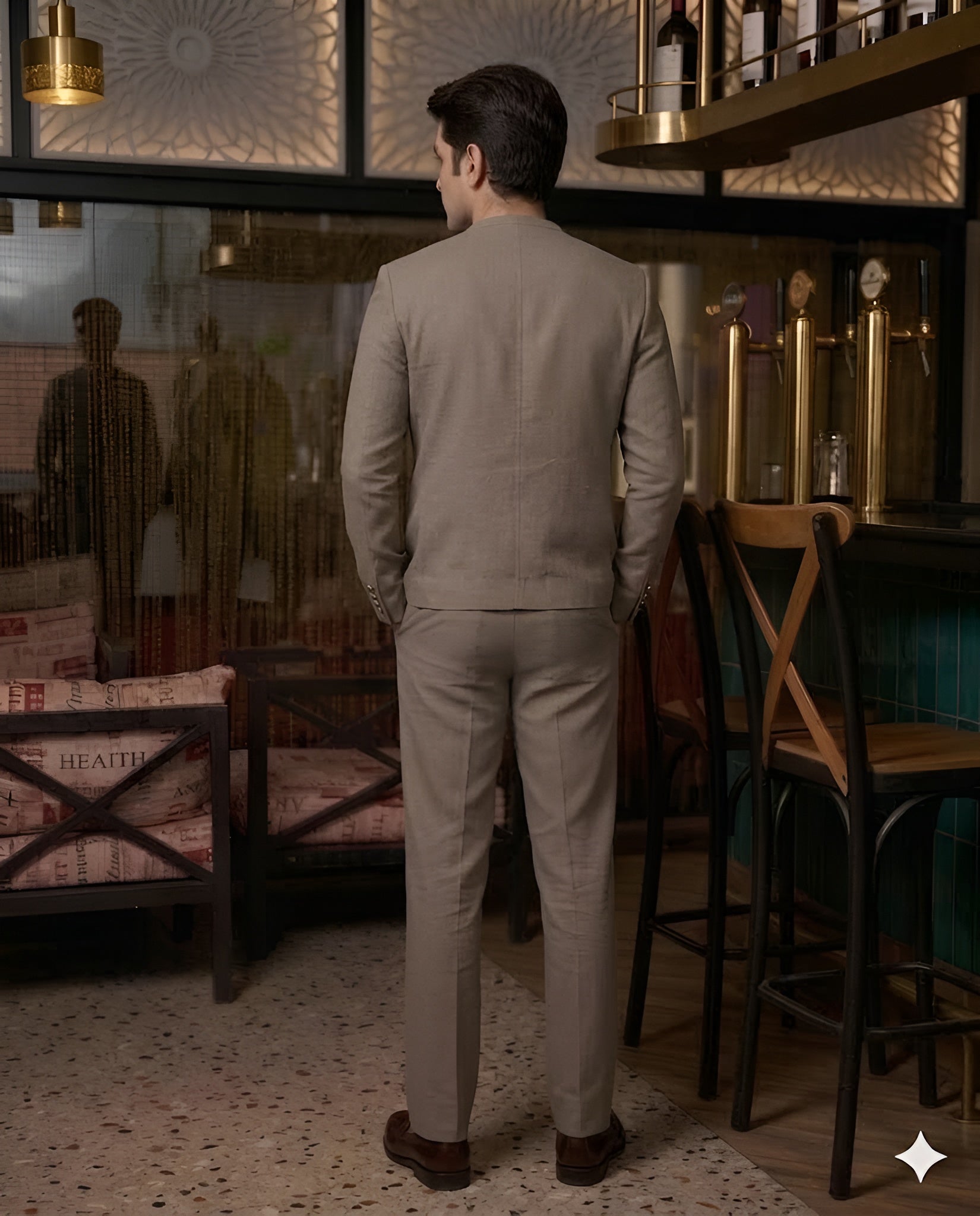 Beige Luxe Shacket Suit Set