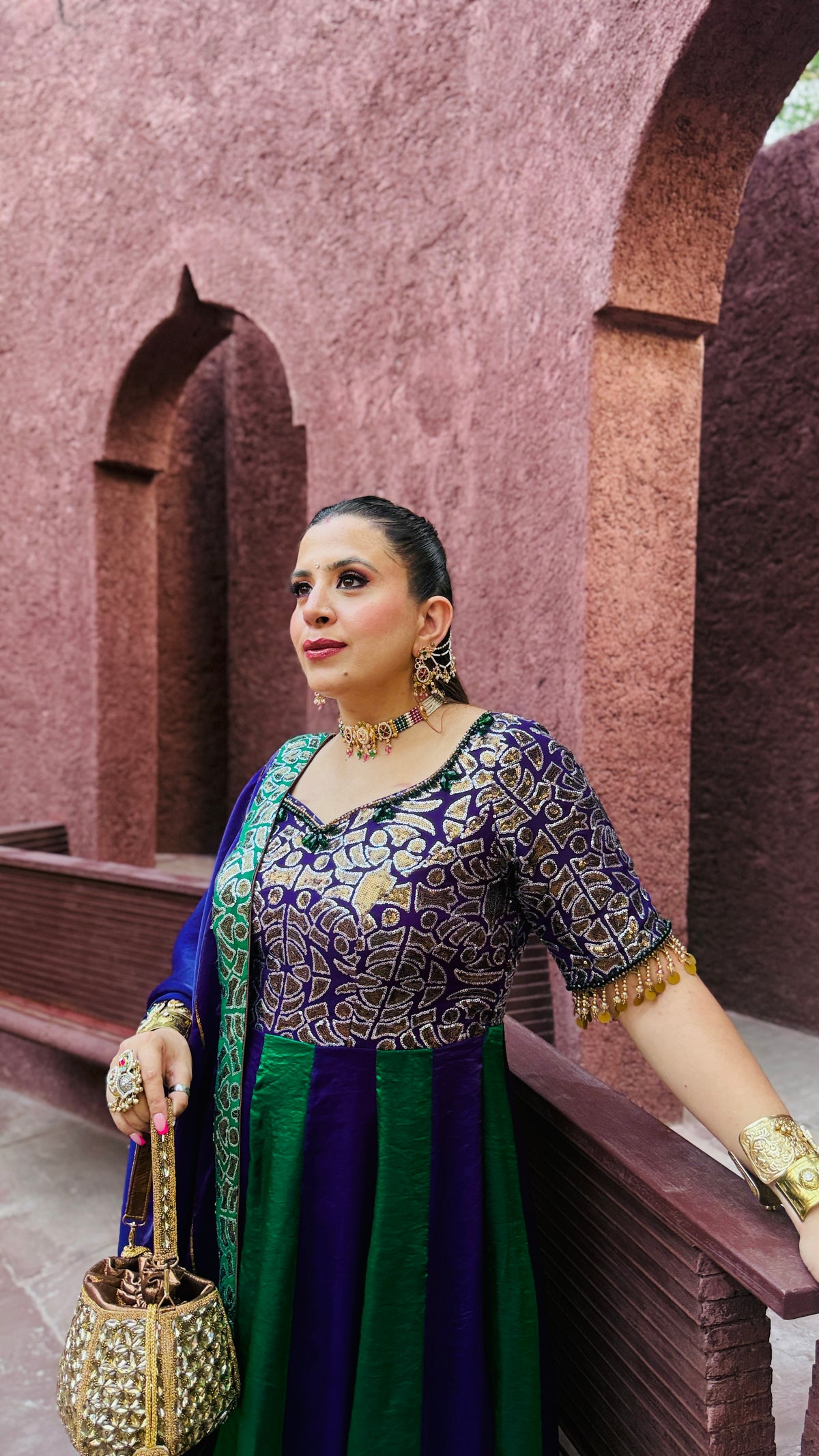 Emerald Nocturne Sequinned Anarkali Set