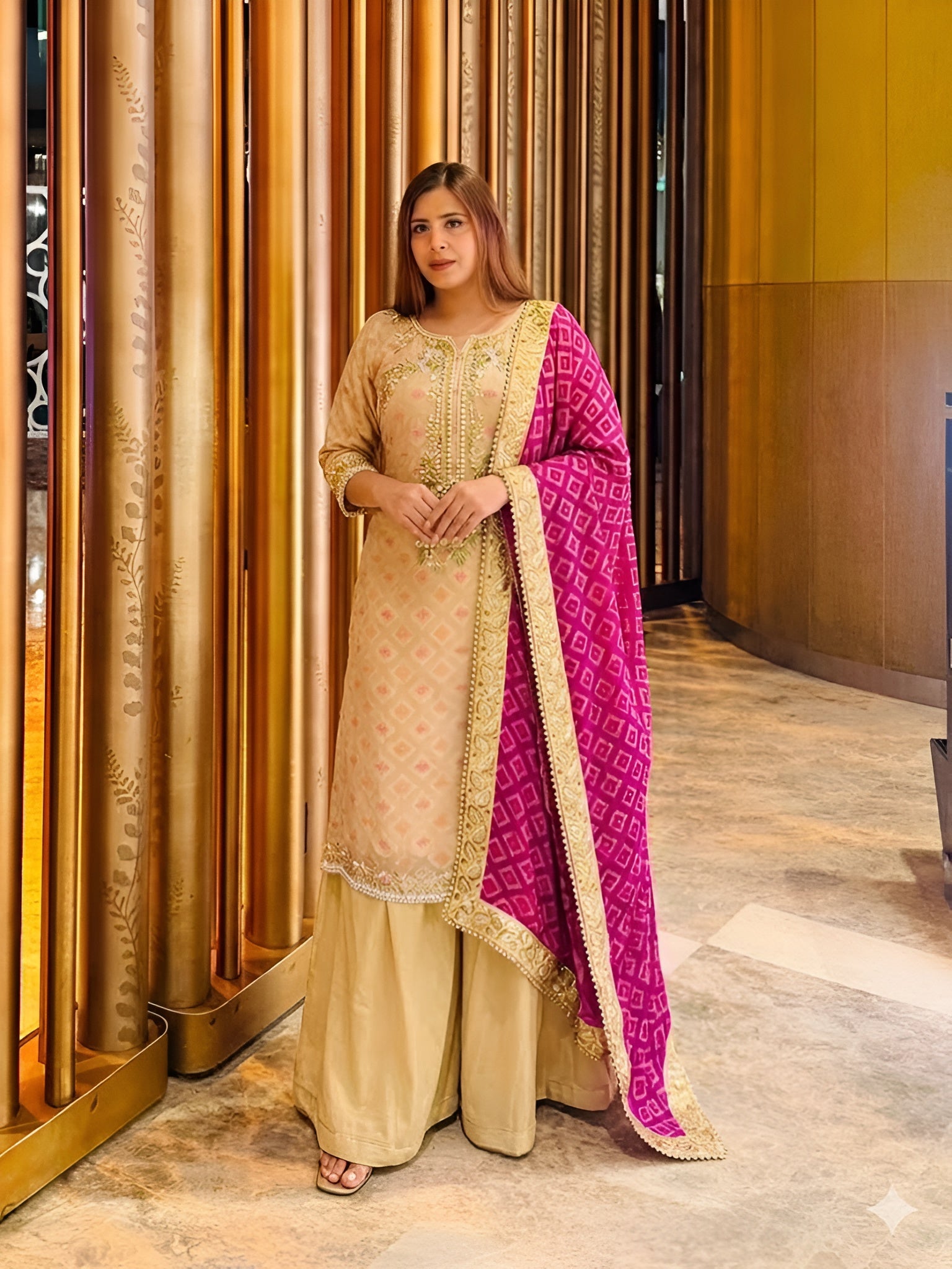 Violet Silk Sharara Suit