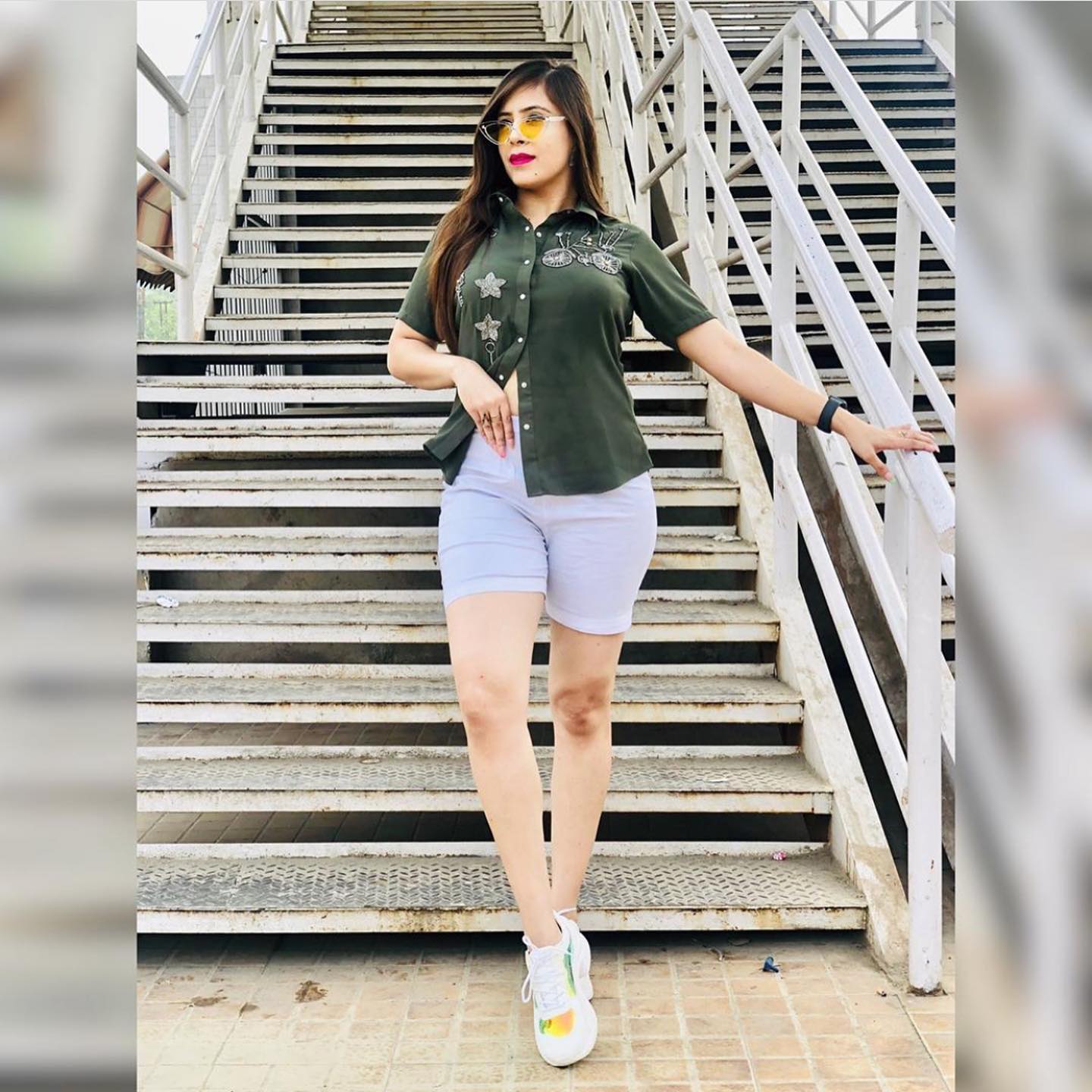 Olive Embroidered Georgette Top