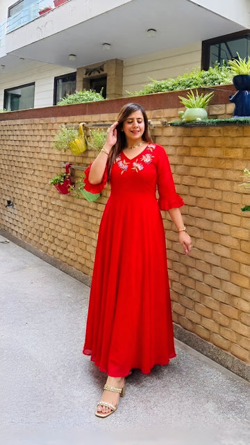 Red Georgette Anarkali