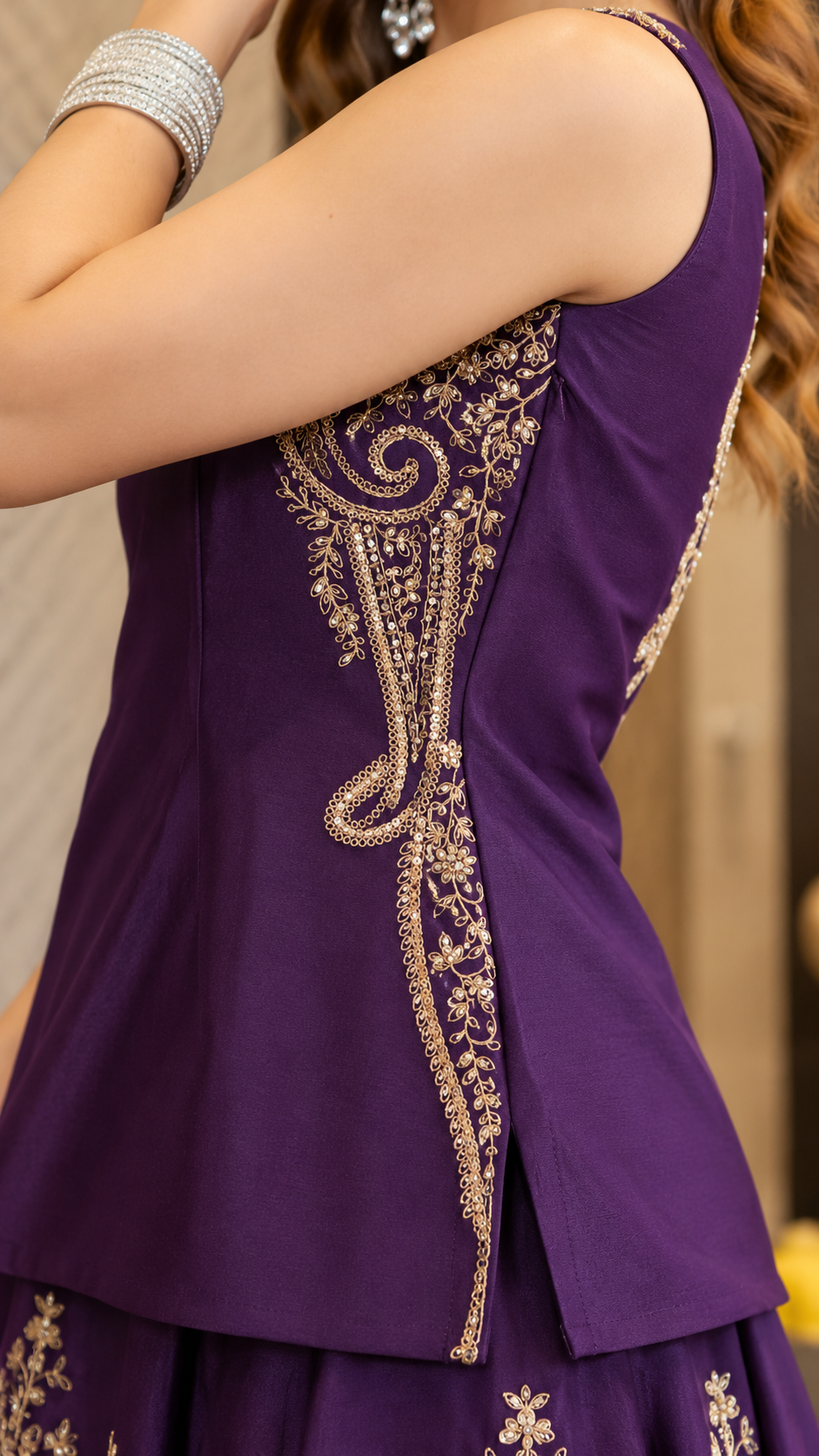 Sovereign Purple Chanderi Sharara Set