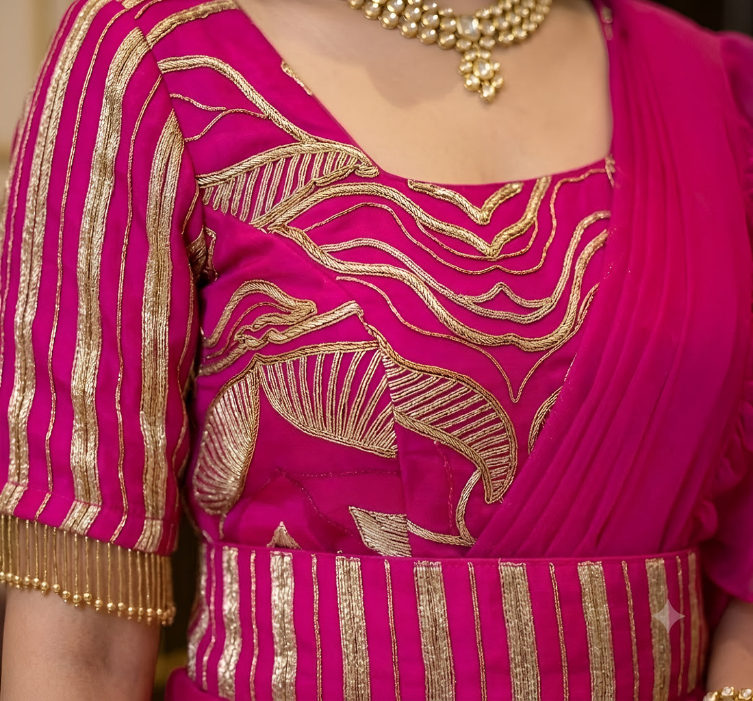 Hot Pink Drape Saree