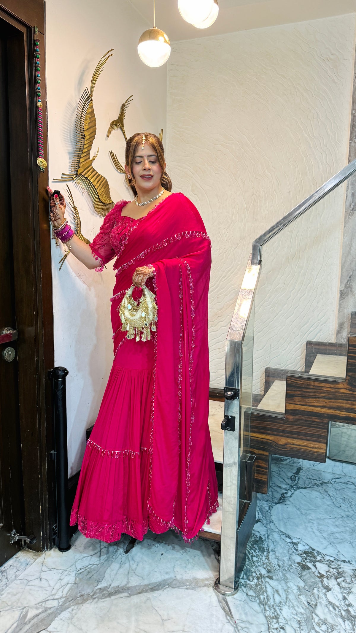 Chand Mera Pink Saree
