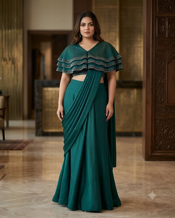 Bottle Green Ethnic Saree