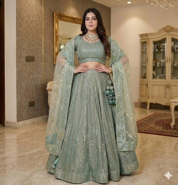 Green Sequin Lehenga