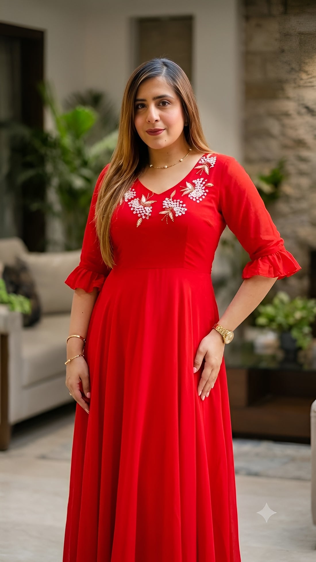 Red Georgette Anarkali