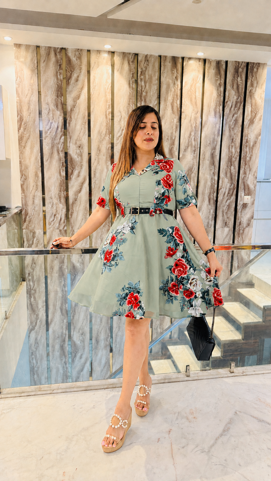 London Affair Sage Green Dress