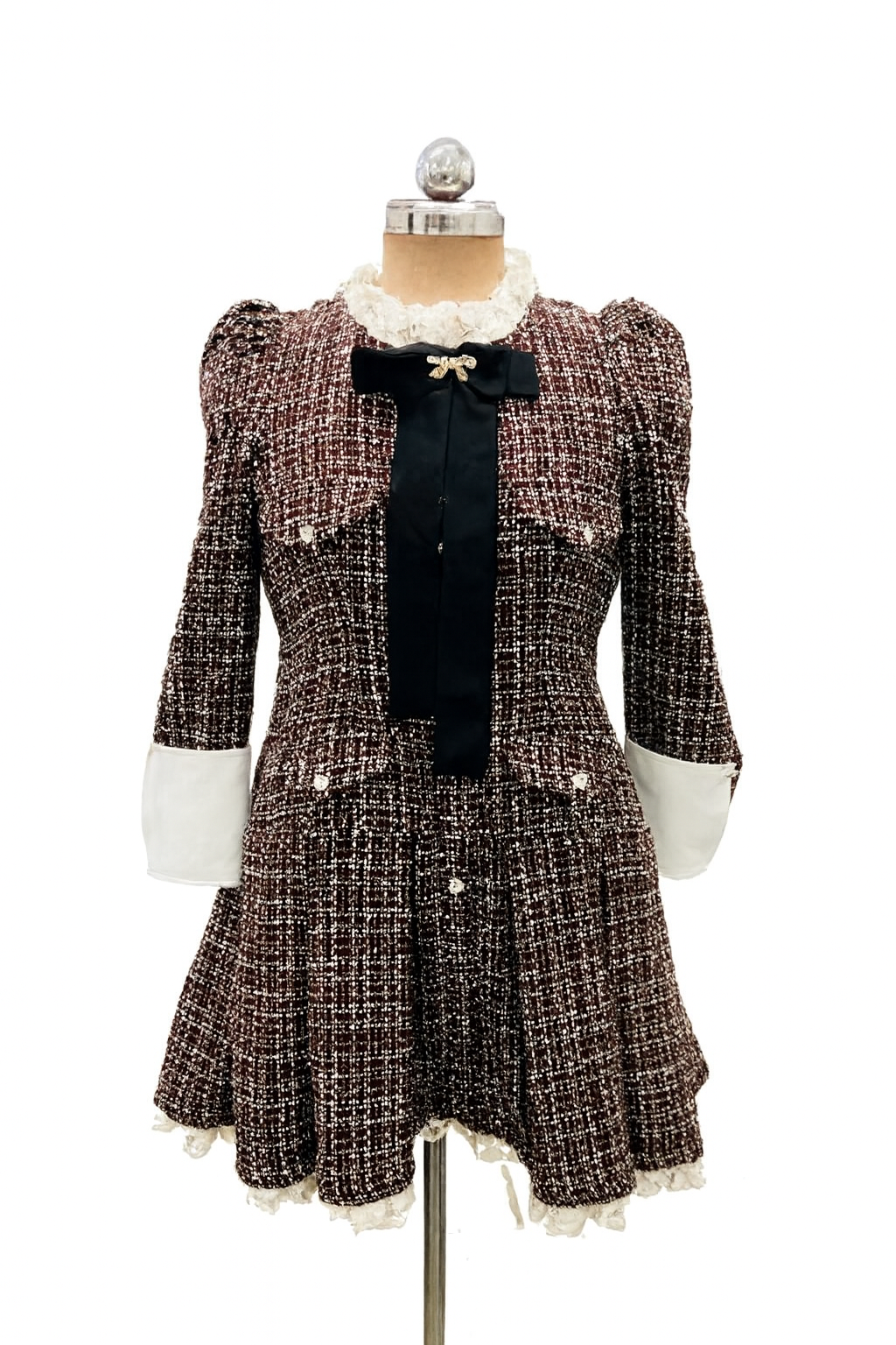Maroon Tweed Dress