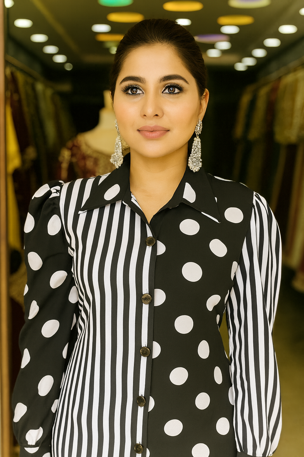 Monochrome Polka Dot Shirt